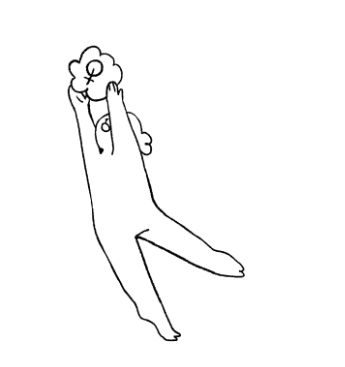 oseba skače in prijema za oblaček, v katerem je simbol za ženski spol